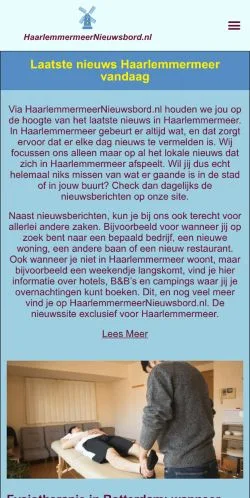 스폰서 기사용 네덜란드 매체 HaarlemmermeerNieuwsbord 사이트 미리보기