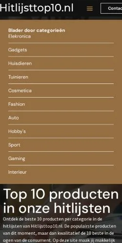 Anteprima del sito Hitlijsttop10, media di Paesi Bassi per articoli sponsorizzati