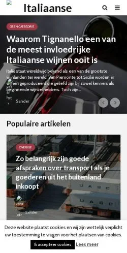Anteprima del sito Italiaanse Wijnwijzer, media di Paesi Bassi per articoli sponsorizzati