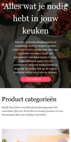 Anteprima del sito KeukenBlogMagazine, media di Paesi Bassi per articoli sponsorizzati