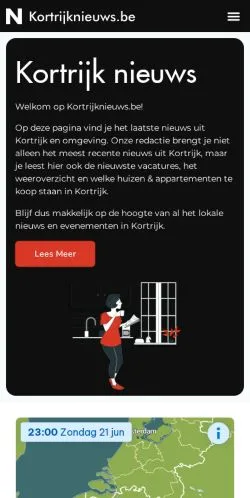 Anteprima del sito Kortrijk Nieuws, media di Belgio per articoli sponsorizzati