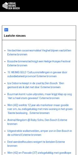 Anteprima del sito Lokaal Nieuws Den Bosch, media di Paesi Bassi per articoli sponsorizzati