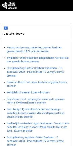 Anteprima del sito Lokaal Nieuws Swalmen, media di Paesi Bassi per articoli sponsorizzati