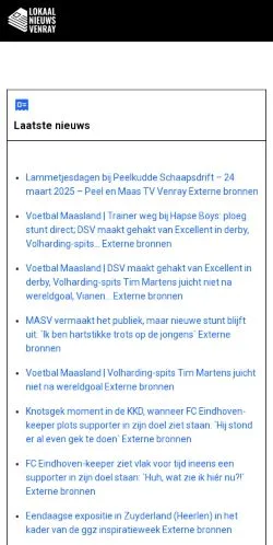 스폰서 기사용 네덜란드 매체 Lokaal Nieuws Venray 사이트 미리보기