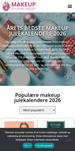 Podgląd witryny Makeup Julekalender, medium z kraju Dania do artykułów sponsorowanych