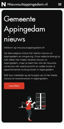 Anteprima del sito Nieuws uit Appingedam, media di Paesi Bassi per articoli sponsorizzati