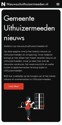 Anteprima del sito Nieuws Uit Uithuizermeeden, media di Paesi Bassi per articoli sponsorizzati