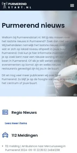 Podgląd witryny Purmerend Nieuws, medium z kraju Holandia do artykułów sponsorowanych