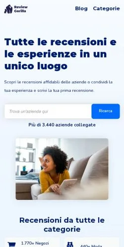 Anteprima del sito Review Gorilla, media di Italia per articoli sponsorizzati