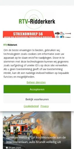 Anteprima del sito RTV Ridderkerk, media di Paesi Bassi per articoli sponsorizzati