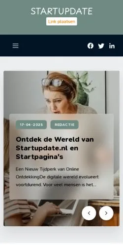 Pré-visualização do site Startupdate.nl, meio de Países Baixos para artigos patrocinados