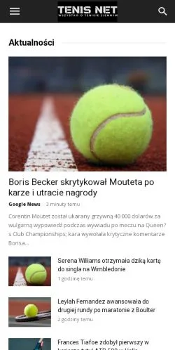 Podgląd witryny Tenis NET, medium z kraju Polska do artykułów sponsorowanych