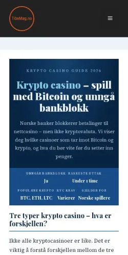 Anteprima del sito TibeMag, media di Norvegia per articoli sponsorizzati