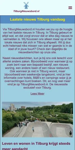 Anteprima del sito Tilburg Nieuwsbord, media di Paesi Bassi per articoli sponsorizzati