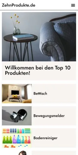 Anteprima del sito 10 Besten Produkte, media di Germania per articoli sponsorizzati