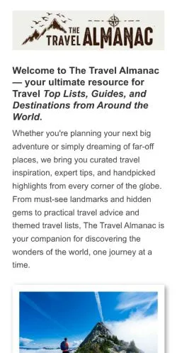 Anteprima del sito The Travel Almanac, media di Stati Uniti per articoli sponsorizzati