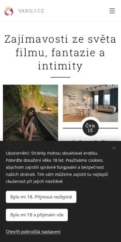 Pré-visualização do site Vanili, meio de Tchéquia para artigos patrocinados