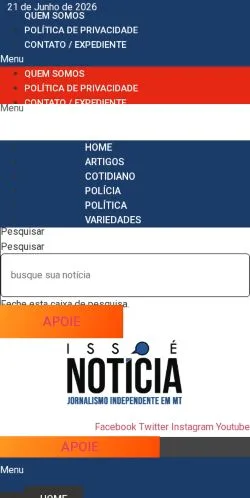 Podgląd witryny Isso É Notícia, medium z kraju Brazylia do artykułów sponsorowanych