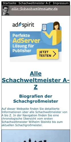 Podgląd witryny Alle Schachweltmeister, medium z kraju Niemcy do artykułów sponsorowanych