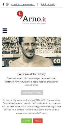 Förhandsvisning av webbplatsen L'Arno, medium i Italien för sponsrade artiklar