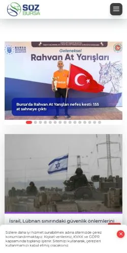 スポンサード記事向けのトルコメディア、Söz Bursaのサイトプレビュー
