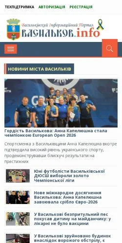 スポンサード記事向けのウクライナメディア、Васильків.INFOのサイトプレビュー