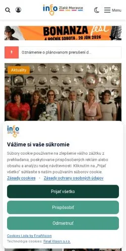 Podgląd witryny Zlaté Moravce, medium z kraju Słowacja do artykułów sponsorowanych