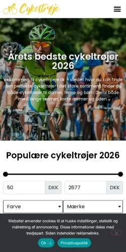 Podgląd witryny Cykeltrøje, medium z kraju Dania do artykułów sponsorowanych