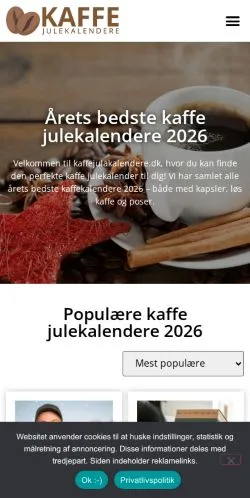 Podgląd witryny Kaffe Julekalender, medium z kraju Dania do artykułów sponsorowanych