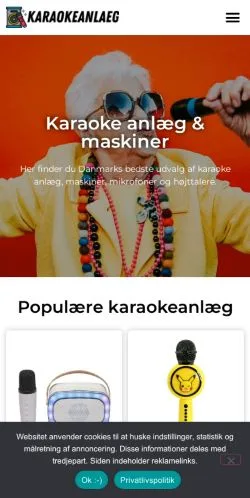 Anteprima del sito Karaoke Anlæg, media di Danimarca per articoli sponsorizzati