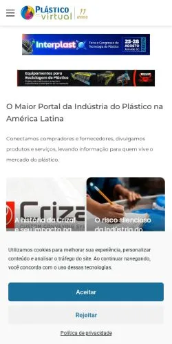 Anteprima del sito Plástico Virtual, media di Brasile per articoli sponsorizzati