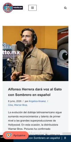 Pré-visualização do site Robotto, meio de México para artigos patrocinados