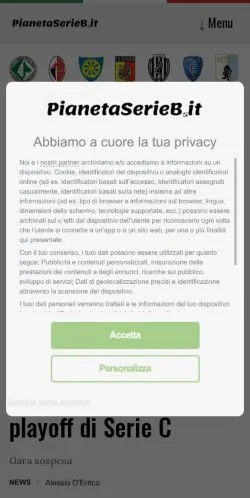 Anteprima del sito Pianeta Serie B, media di Italia per articoli sponsorizzati