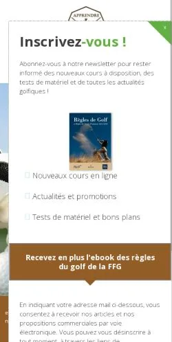Anteprima del sito Apprendre Le Golf, media di Francia per articoli sponsorizzati
