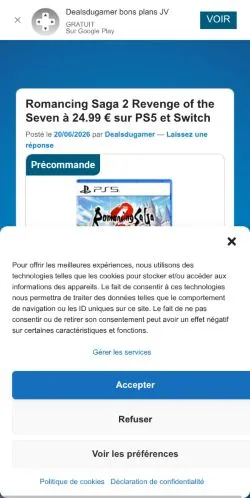 Anteprima del sito Dealsdugamer, media di Francia per articoli sponsorizzati
