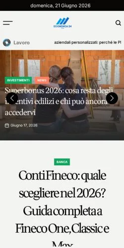 Anteprima del sito Economia24News, media di Italia per articoli sponsorizzati