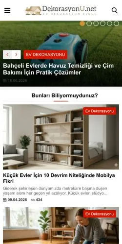 Anteprima del sito Ev Dekorasyon, media di Turchia per articoli sponsorizzati