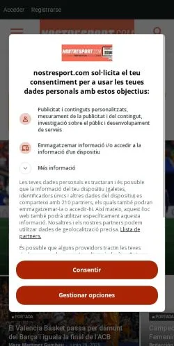 Anteprima del sito nostresport.com, media di Spagna per articoli sponsorizzati