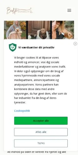 Podgląd witryny Bedste Hundeliv, medium z kraju Dania do artykułów sponsorowanych