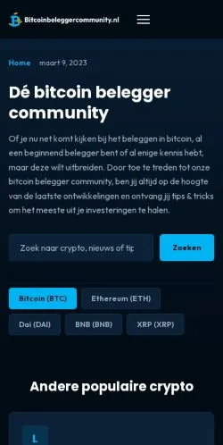 Podgląd witryny Bitcoin Belegger Community, medium z kraju Holandia do artykułów sponsorowanych