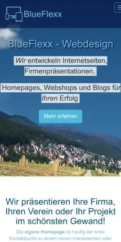 Vista previa del sitio BlueFlexx, medio de Alemania para artículos patrocinados