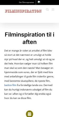 Anteprima del sito Filminspiration, media di Danimarca per articoli sponsorizzati