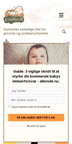 Anteprima del sito Naturlig Sund Graviditet og Baby., media di Danimarca per articoli sponsorizzati