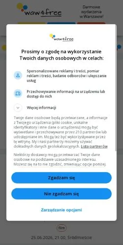 Anteprima del sito Waw4Free, media di Polonia per articoli sponsorizzati