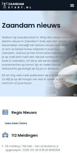 Anteprima del sito Zaandam Nieuws, media di Paesi Bassi per articoli sponsorizzati