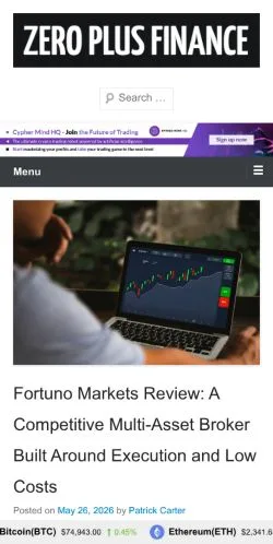 Preview of the Zero Plus Finance website, a media outlet in United Kingdom for sponsored articles