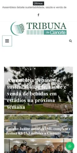 Vista previa del sitio Tribuna de Cianorte, medio de Brasil para artículos patrocinados