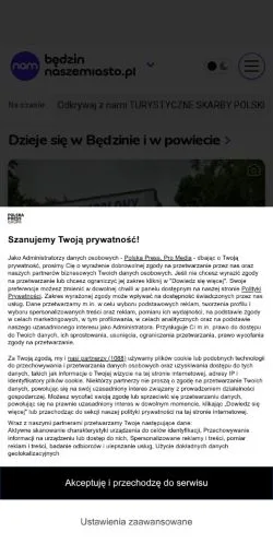 Podgląd witryny Będzin Nasze Miasto, medium z kraju Polska do artykułów sponsorowanych