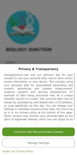 Sponsorlu makaleler için Amerika Birleşik Devletleri medyası Biology Junction sitesinin önizlemesi