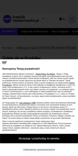 Anteprima del sito Kraśnik Nasze Miasto, media di Polonia per articoli sponsorizzati
